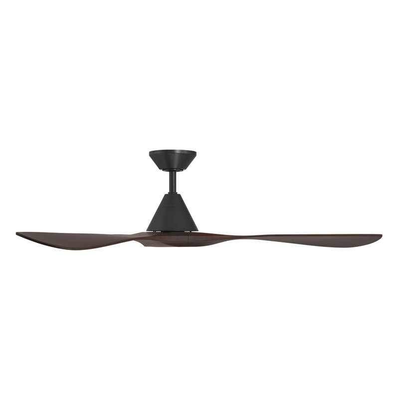 Ventilateur de plafond intelligent à 3 pales en bois naturel Carve avec télécommande incluse, Noir mat, Non, Noyer foncé