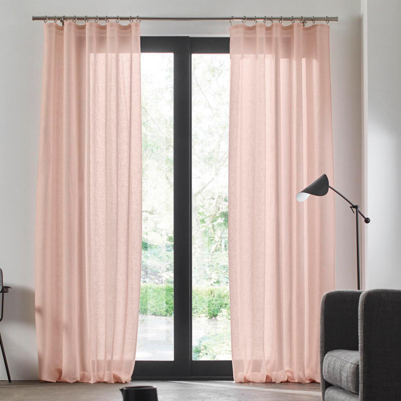 Heaton Sheer Single Curtain Panel, 200 W x 298 D cm, Pink