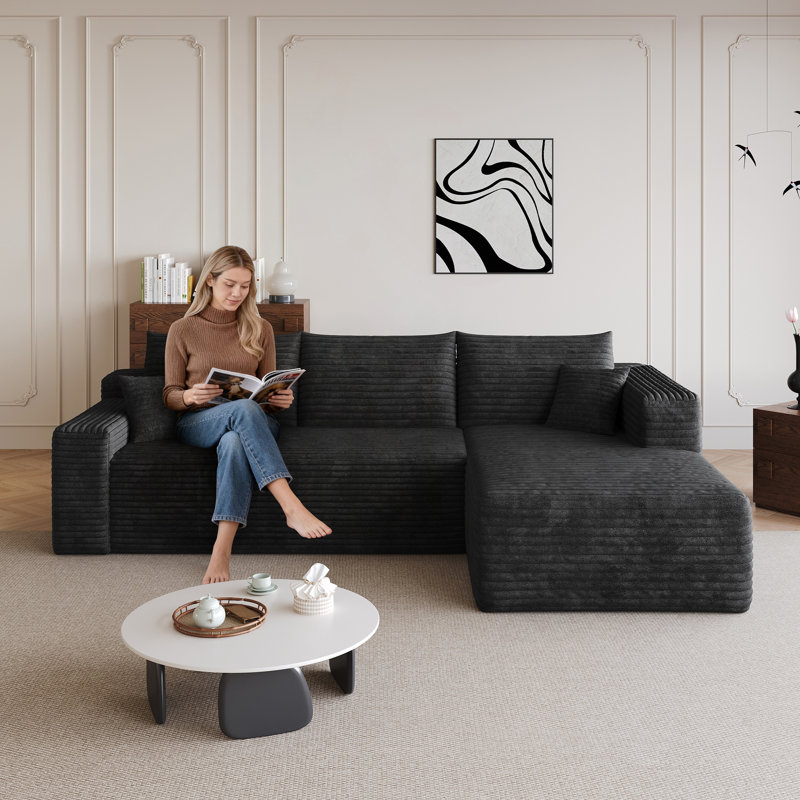 Canapé modulaire 95 po sans assemblage Cloud, Noir