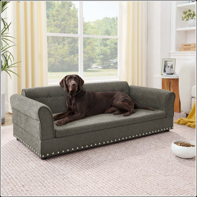 Canapé-lit surdimensionné pour chien surdimensionné avec dossier et accoudoirs pour chiens de grande taille (vert olive)
