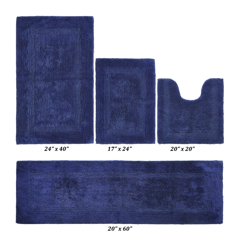 Lux  Premium 100% Cotton 4 Piece Bath Rug Sets, Machine Washable, Super Absorbent & Tufted Weave Reversible Bath Mat for Bathroom, Shower, and Tub, Oeko-Tex Certified Bathroom Rugs