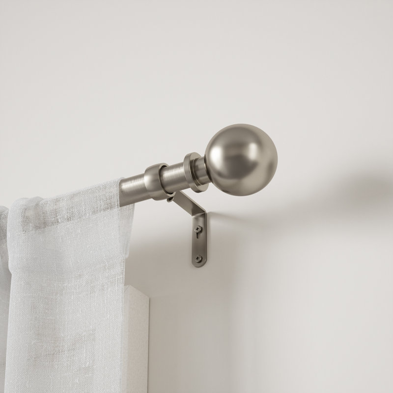 Nickel Adjustable Steel Curtain Rod with Ball Finials