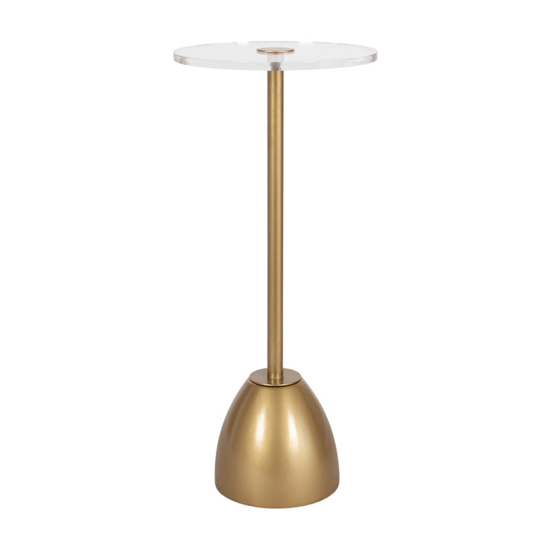 Table à boissons ronde en acrylique Acari pour utilisation comme support pour plante d'intérieur, Doré