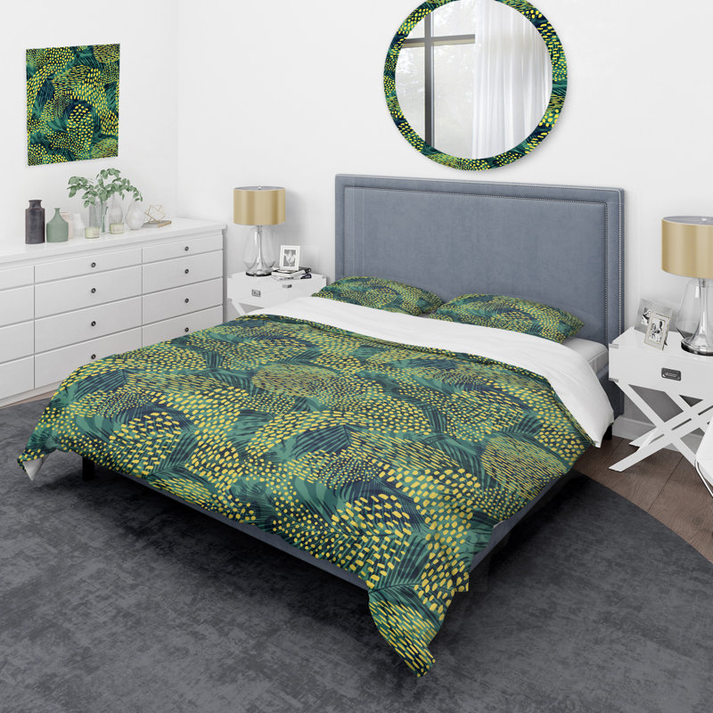 Ensemble de housse de couette en microfibre vert / jaune 2 pièces