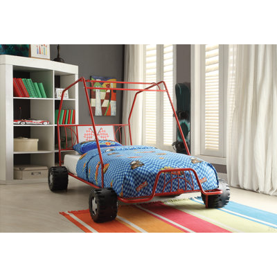 Lit simple à finition rouge Go Kart