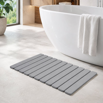 Foldable Diatomaceous Stone Bath Mat with Non Slip Pad