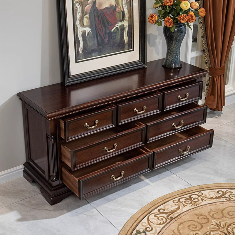 Armoire d'appoint en bois massif noyer foncé