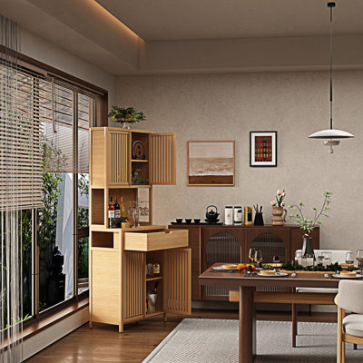 Accent Cabinet, Double-Door Bamboo Storage Cabinet