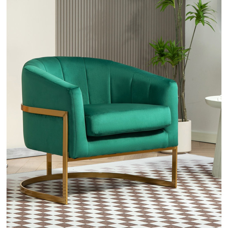 Fauteuil en velours doré, Vert