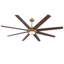 Ventilateur de plafond à double face en bois massif 72 pouces pour 8 pales avec lumière DEL, télécommande et support à courant continu, noir et noyer avec or-1595886330-1595886331-1595886324