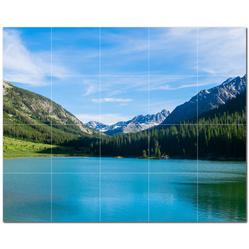 Carrelage mural décoratif 32 "x 48" en céramique Lakes Photo PT500811: 8 "x 8" (ensemble de 24)