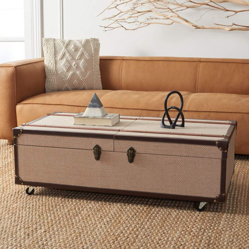 Table basse à roulettes avec rangement Rocker, Beige