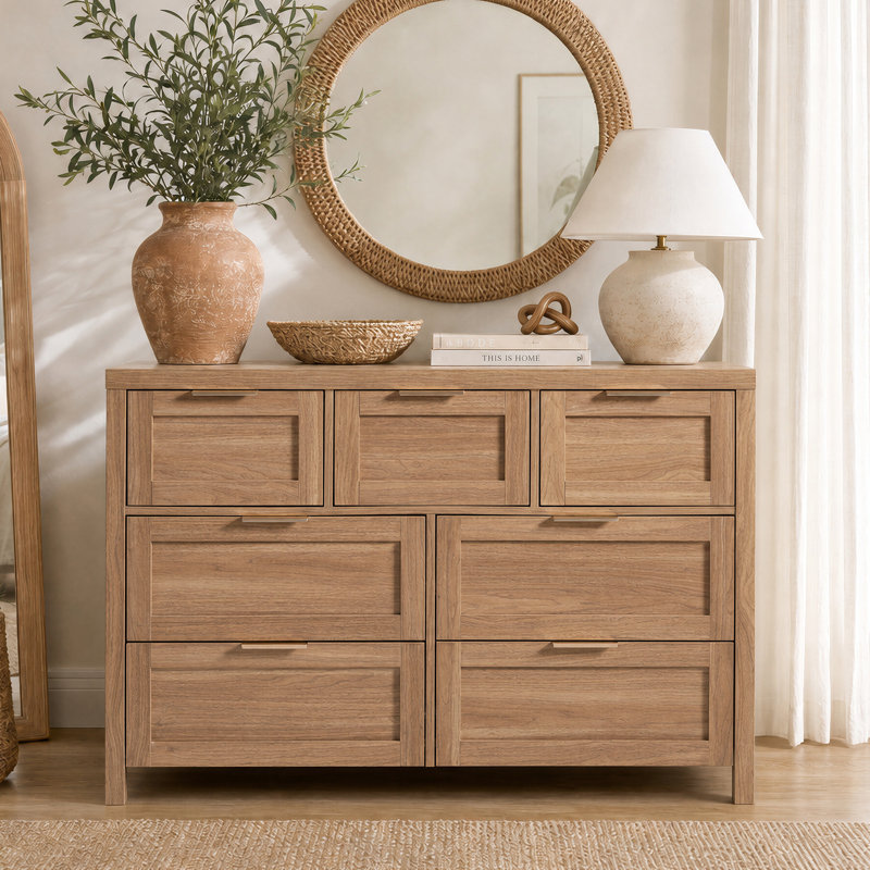 Allenside 47.24'' W 7 - Drawer Dresser, Natural Oak
