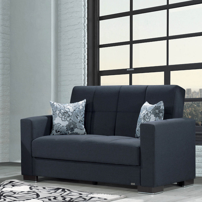 Annalice 66 in. Loveseat Sofa Bed with Storage – Firm Support Seating for Small Spaces, Chenille Dark Blue