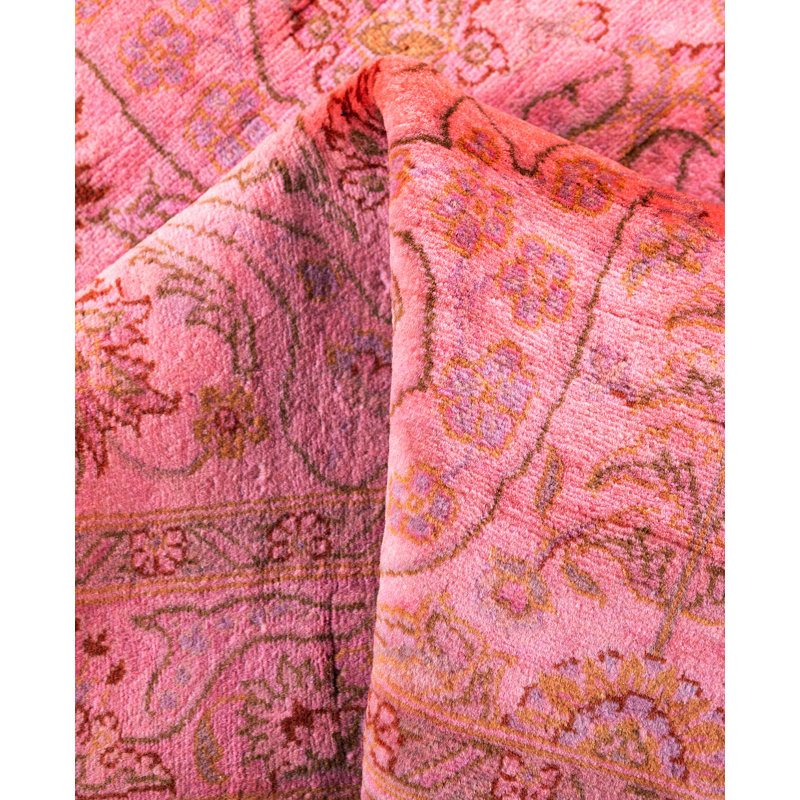 Overdyed Hand-Knotted Wool Modern-Contemporary Pink Area Rug 3' 1" x 5' 1"