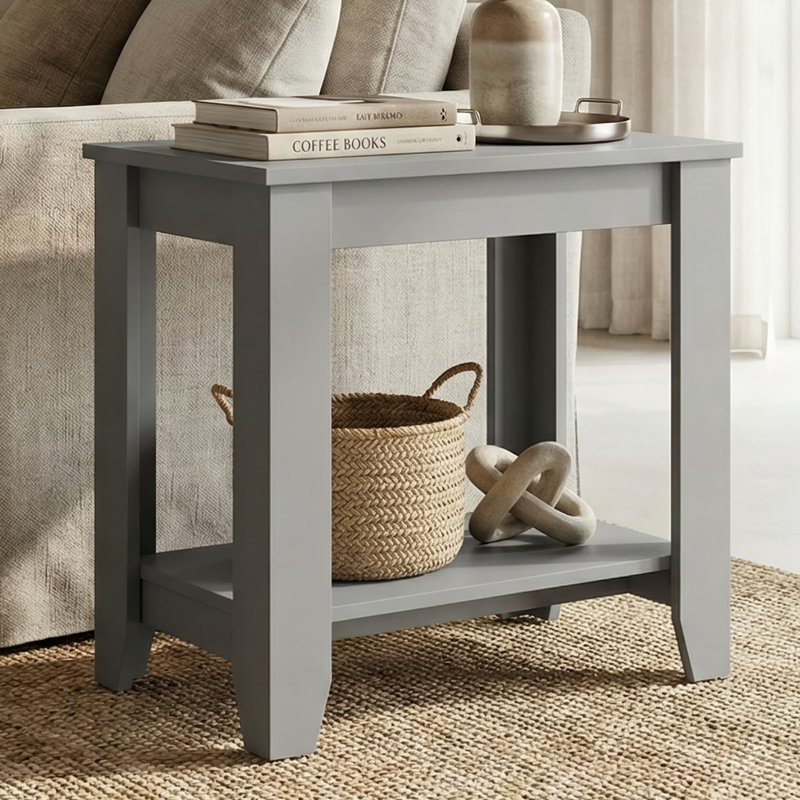 Weddel Basilico End Table with Storage, Cool Gray