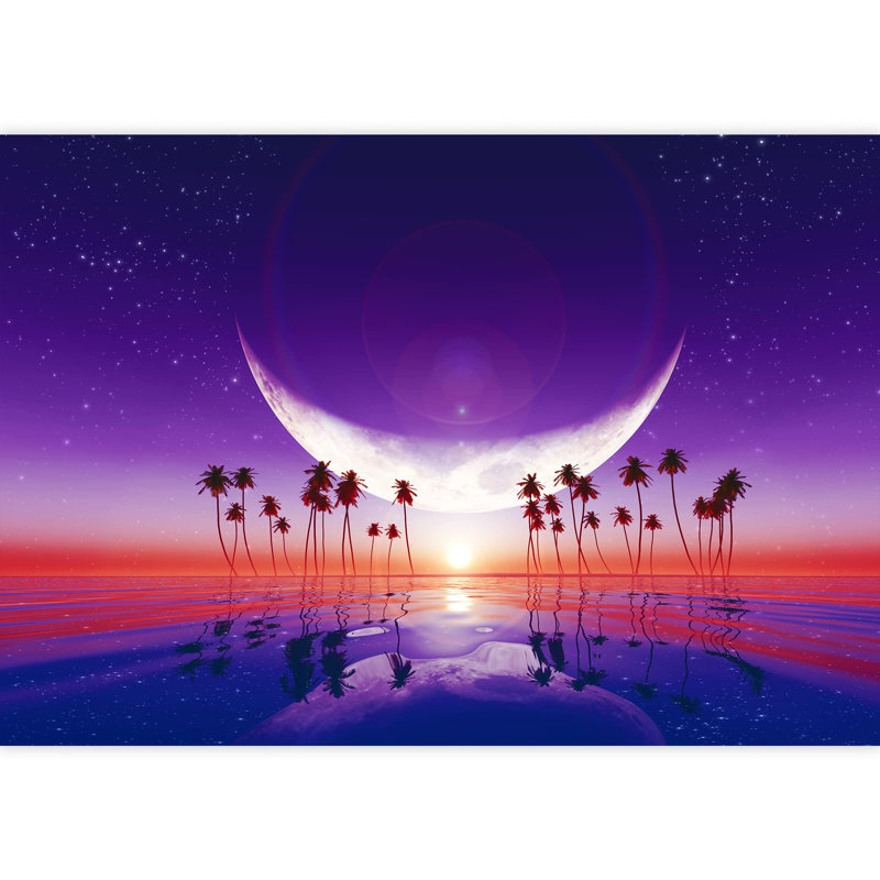 Papier peint autocollant Big Moon, L 100 po x l 144 po
