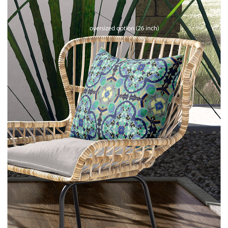 Housse de coussin carré et insert, 16" x 16", Aqua / Indigo