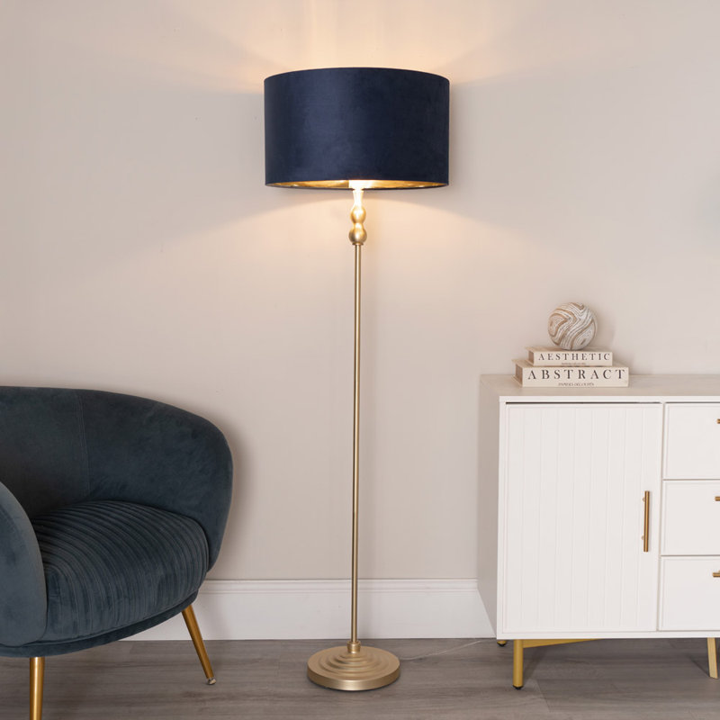 Travilah 151cm Traditional Floor Lamp, Brushed, Yes, Blue/Gold