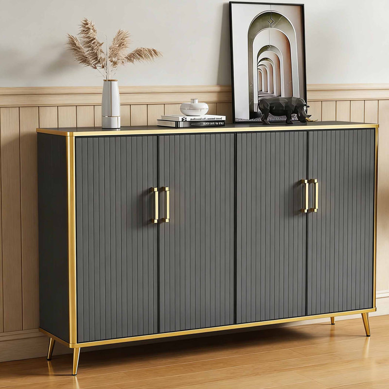 Armoire à chaussures de style américain, H 39,37 po x l 62,99 po x P 14,17 po, Gris