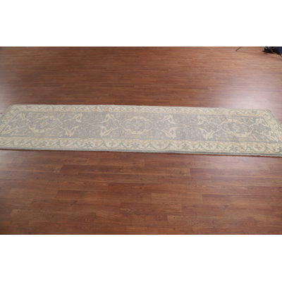 Gray Oushak Oriental Runner Rug 3x10