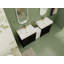 Meuble-lavabo autoportant avec lavabo en résine et armoires de rangement, avec porte à fermeture douce