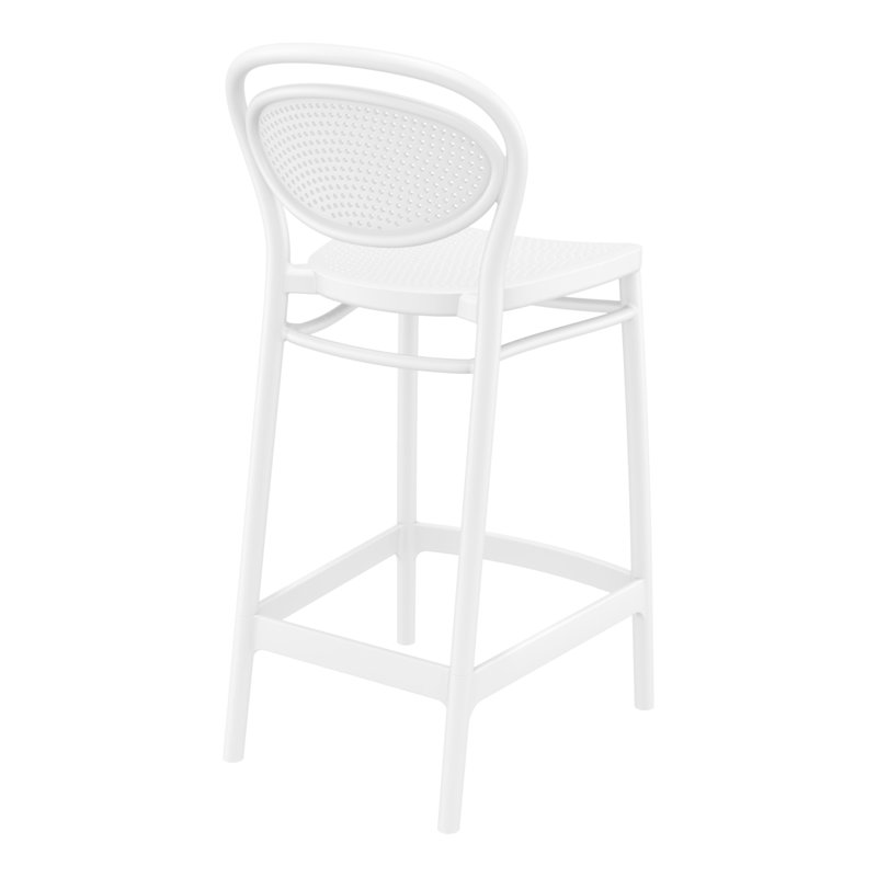Tabouret de bar pour le patio Farrah, Blanc, Tabouret de comptoir (siège d'une hauteur de 25,6
