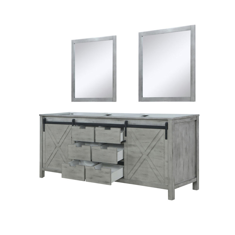 Ash Grey Double Bath Vanity 80 in. W x 22 in. D, and 30 in. Mirrors