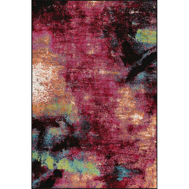 Tapis lavable mauve à motif tissé pastel, Square 3'3" Rug Pad Included