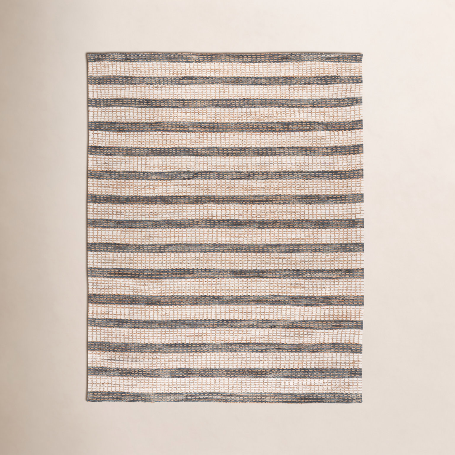 Hand-Tufted Striped Jute Wool Rug, 8'-0" X 10'-0" Rectangle