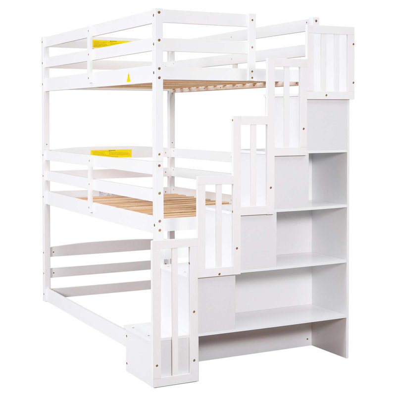 Lit superposé triple avec escalier de rangement, conception séparée