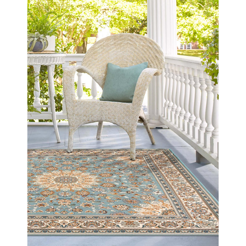 Tapis traditionnel bleu Tollefson, Carré 7 pi 10 po