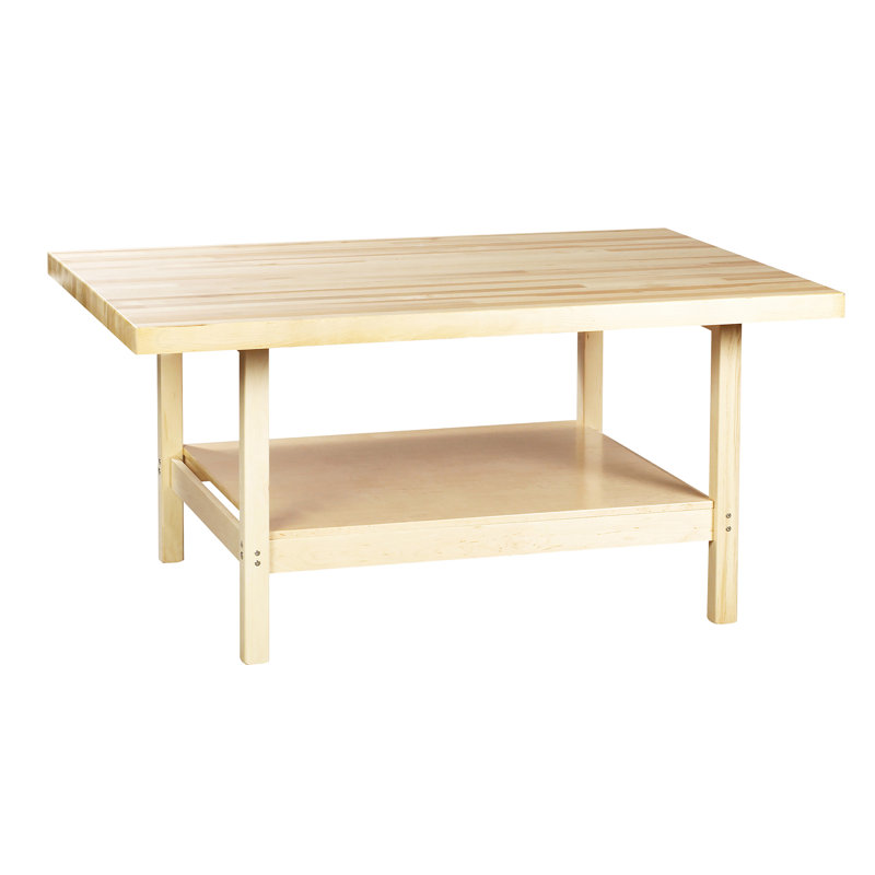 64'' W Wood Top Workbench, 0 Vises