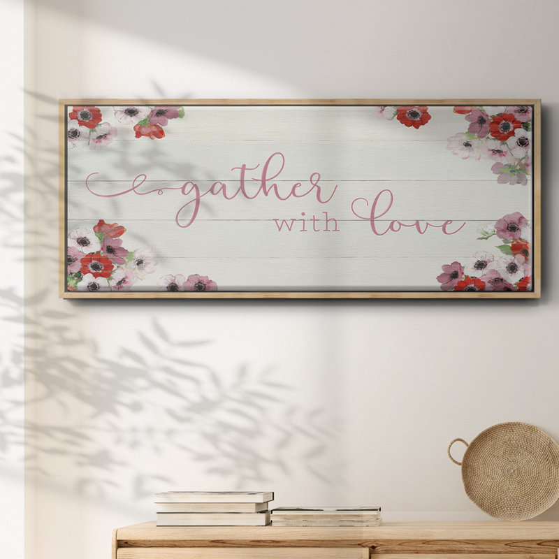 Gather with Love- Framed Canvas, 12" H x 30" W