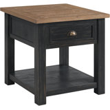Coastal Style Solid Wood End Table With Drawer And Bottom Shelf For Extra Storage