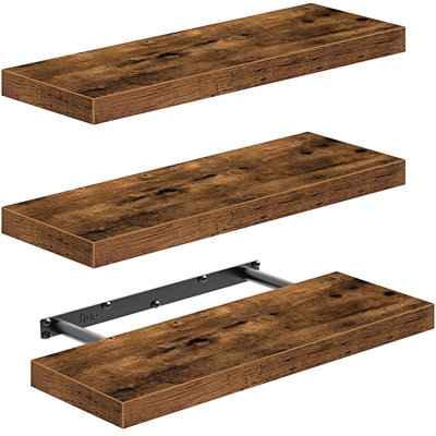 Floating Shelves, 3 Pcs, Rustic Brown