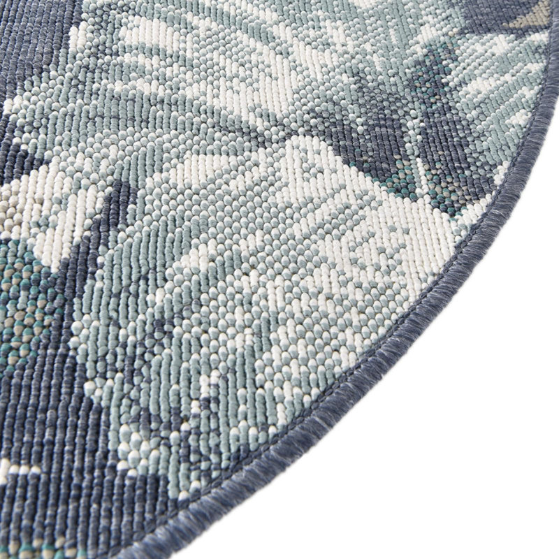 Tapis bleu foncé d'extérieur Ayton, Rond 7 pi