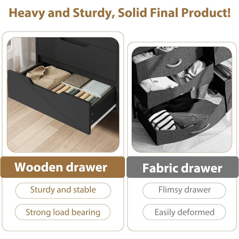 Entryway 7 Dresser for Bedroom, 55" Wide Dresser, Freestanding Horizontal Drawer w/ Storage, Wooden Closet Chest Storage
