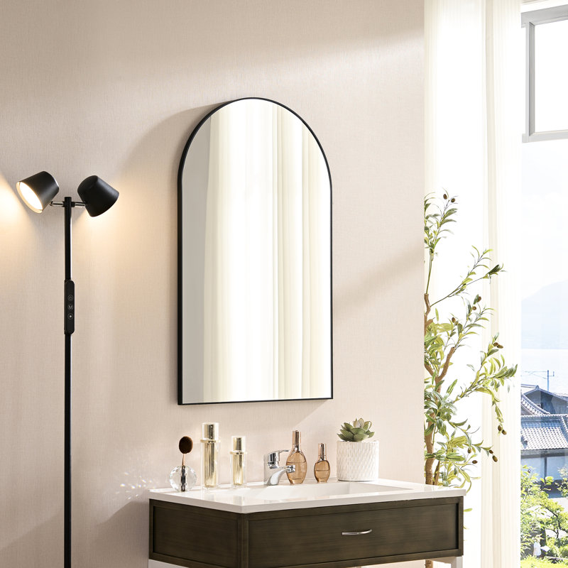Miroir mural de chambre à coucher en métal noir 30 po x 40 po - Reproduction 1: 1, installation sûre et facile 40 po x 30 po pour verre flotté haute définition, simple