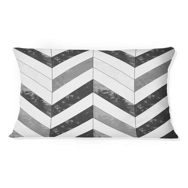 Motif à chevrons gris et blanc - Coussin lombaire moderne