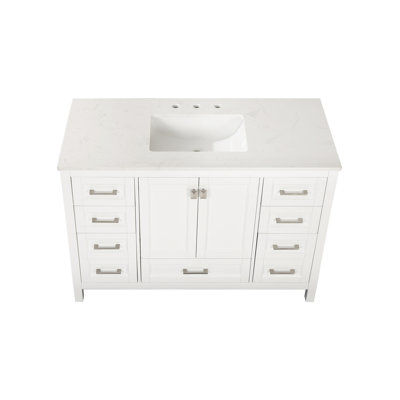Ensemble de meuble-lavabo simple 48 po avec plateau en marbre Curron