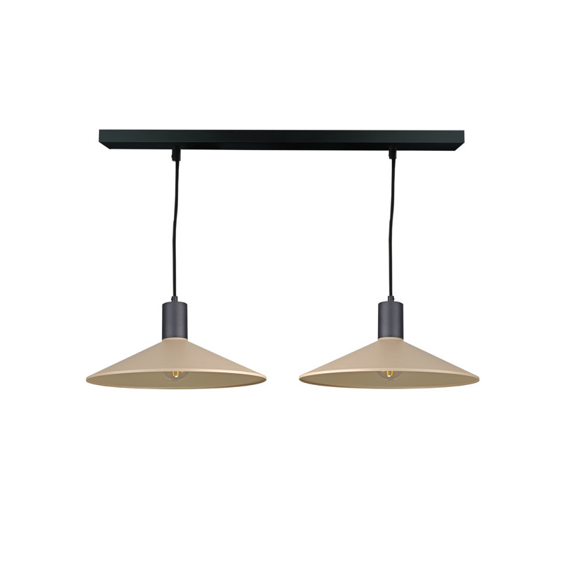 2 - Light Matte Black Dome Pendant, Black/Latte