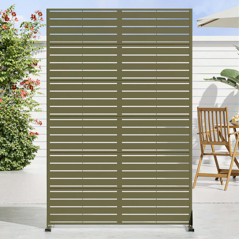 Panneau de clôture d'intimité en métal à rayures horizontales, H 72 po x l 47 po x P 16 po, Vert