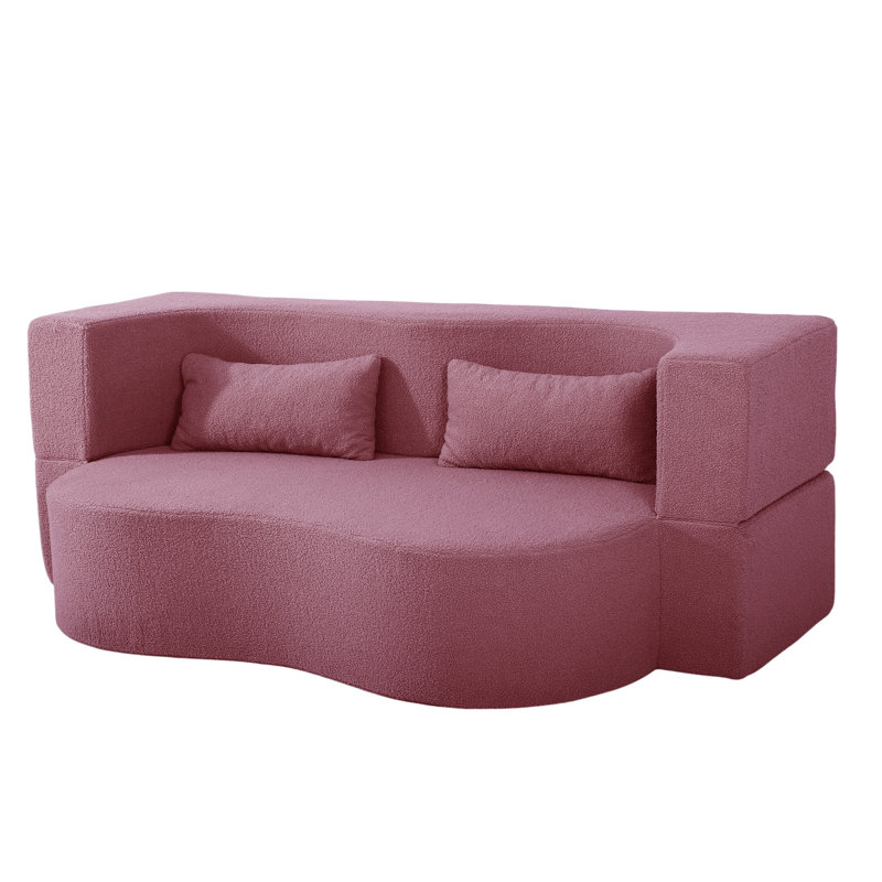 Canapé-lit double 79,5 po avec 2 coussins, Rose