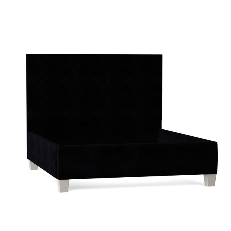 Leigh Upholstered Bed, Queen, Bella Black Performance Velvet, Brown Mahogany