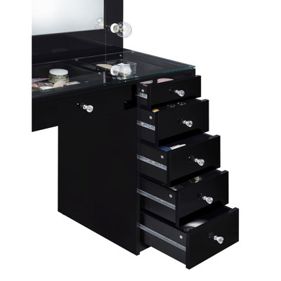Fern Black High Gloss 7-drawer Vanity Set