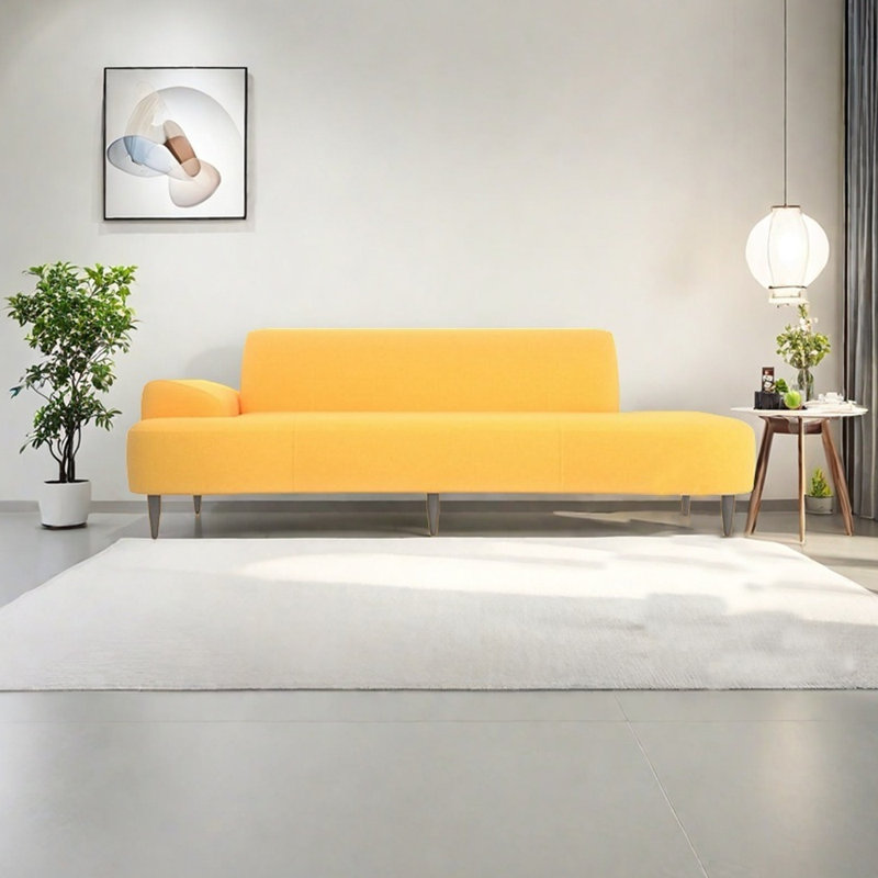 Luxurious minimalist sponge lounge chair, Left Hand Facing, Gold Velvet