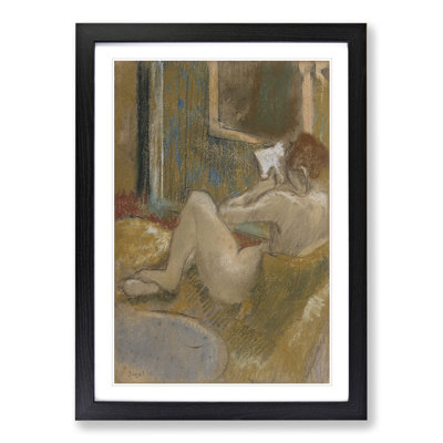 Nude Woman Reading by Edgar Degas - Framed Print