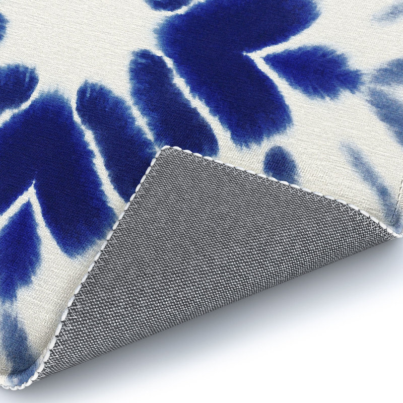 Tapis géométrique bleu / blanc, Rectangle 9 pi x 12 pi