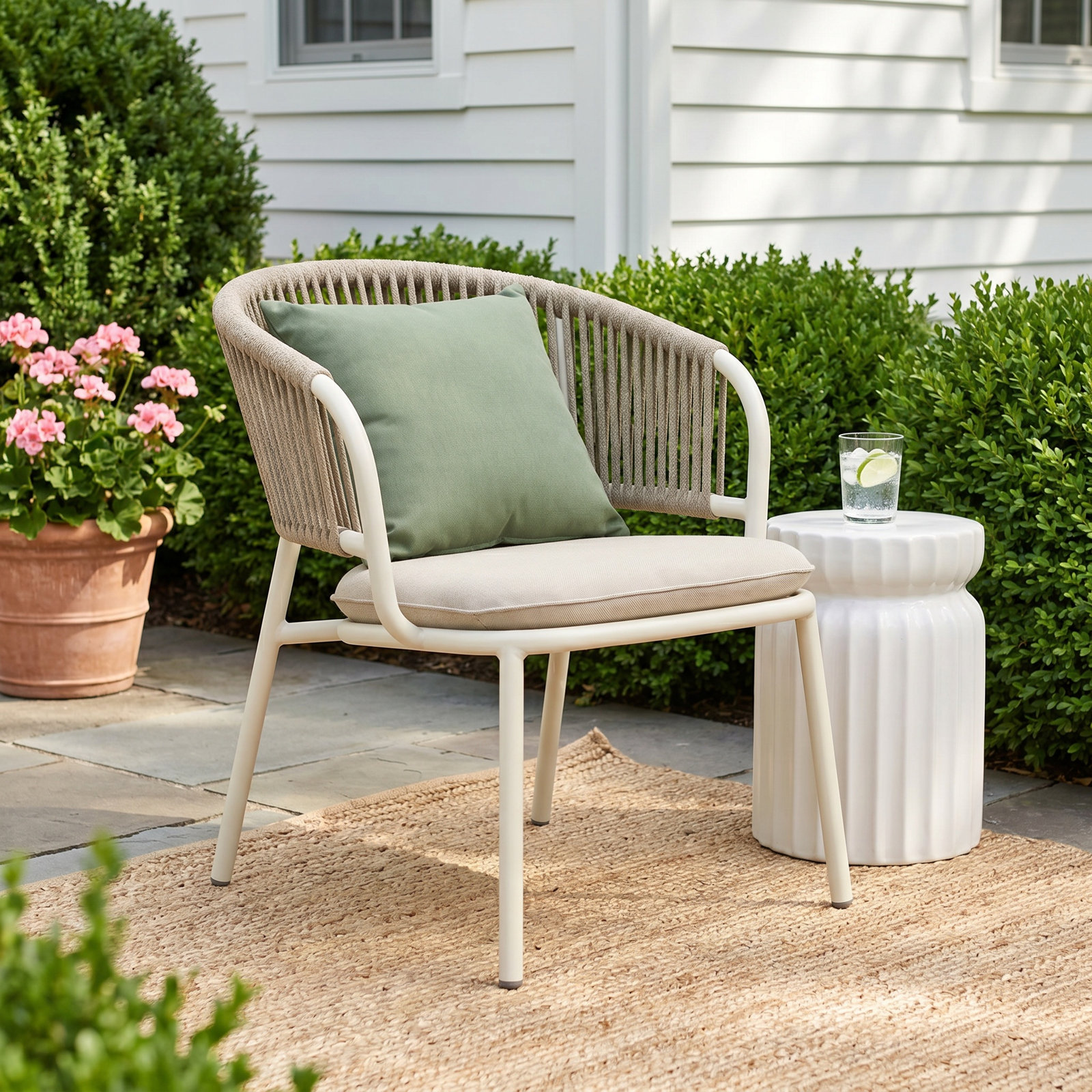 Mate Powder Coated Aluminum Outdoor Lounge Chair , Sunbrella® Cushions Included, Toohey Olive Plainweave